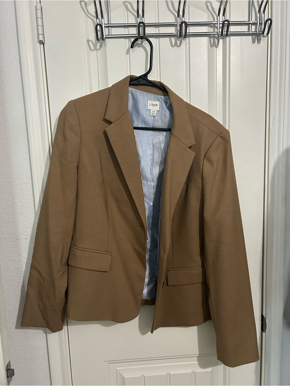 J. Crew Brown Tan Women's Blazer - Classic Single-Breasted Jacket